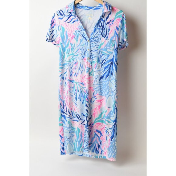 Lilly Pulitzer Women's 3/4 Sleeve Blue Pink Floral Pattern Dress Size S - Picture 2 of 11